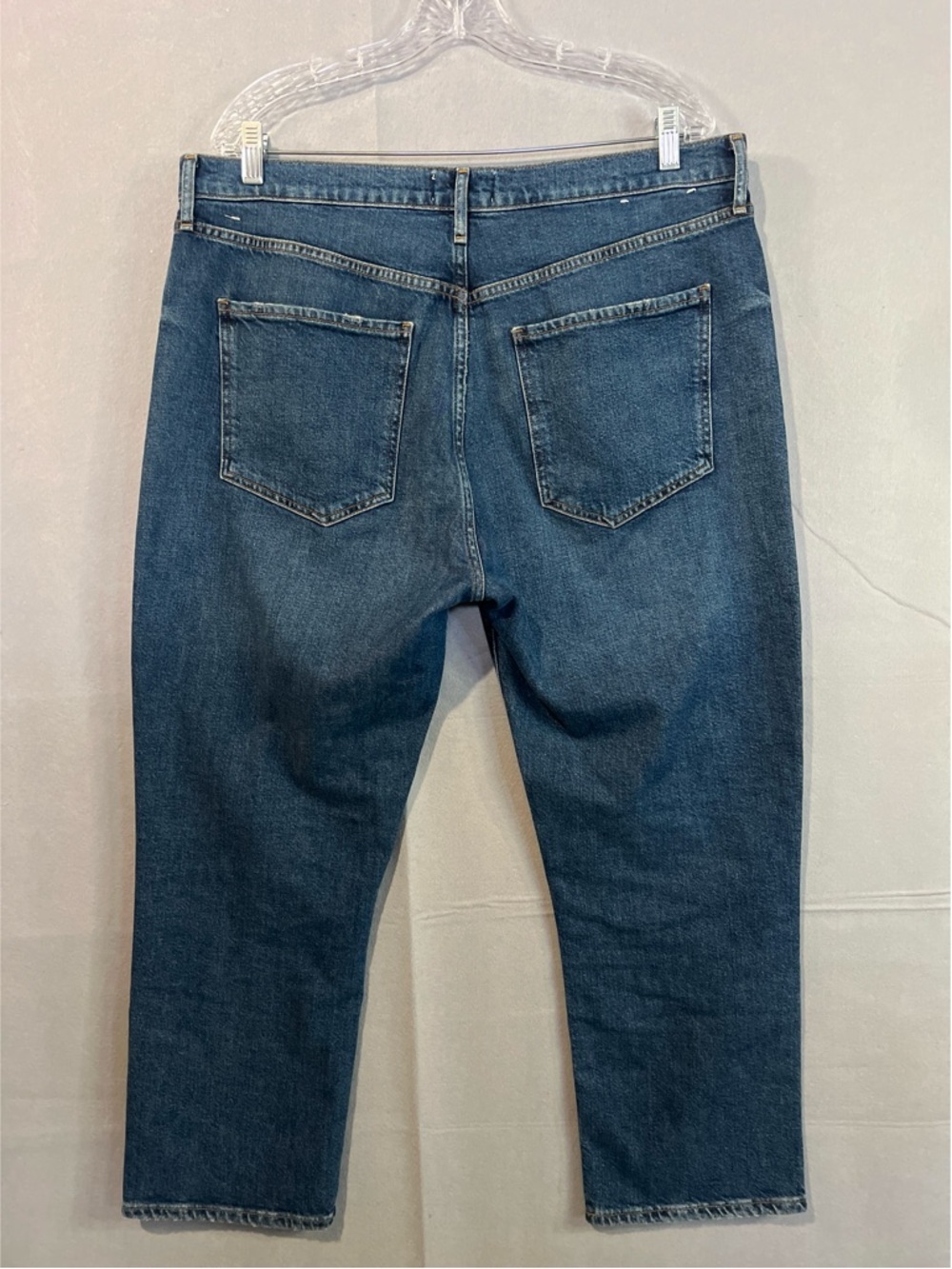 Agolde Riley Crop Jeans Women’s 33 Blue High Rise Straight Leg A056-1858 - Picture 3 of 13